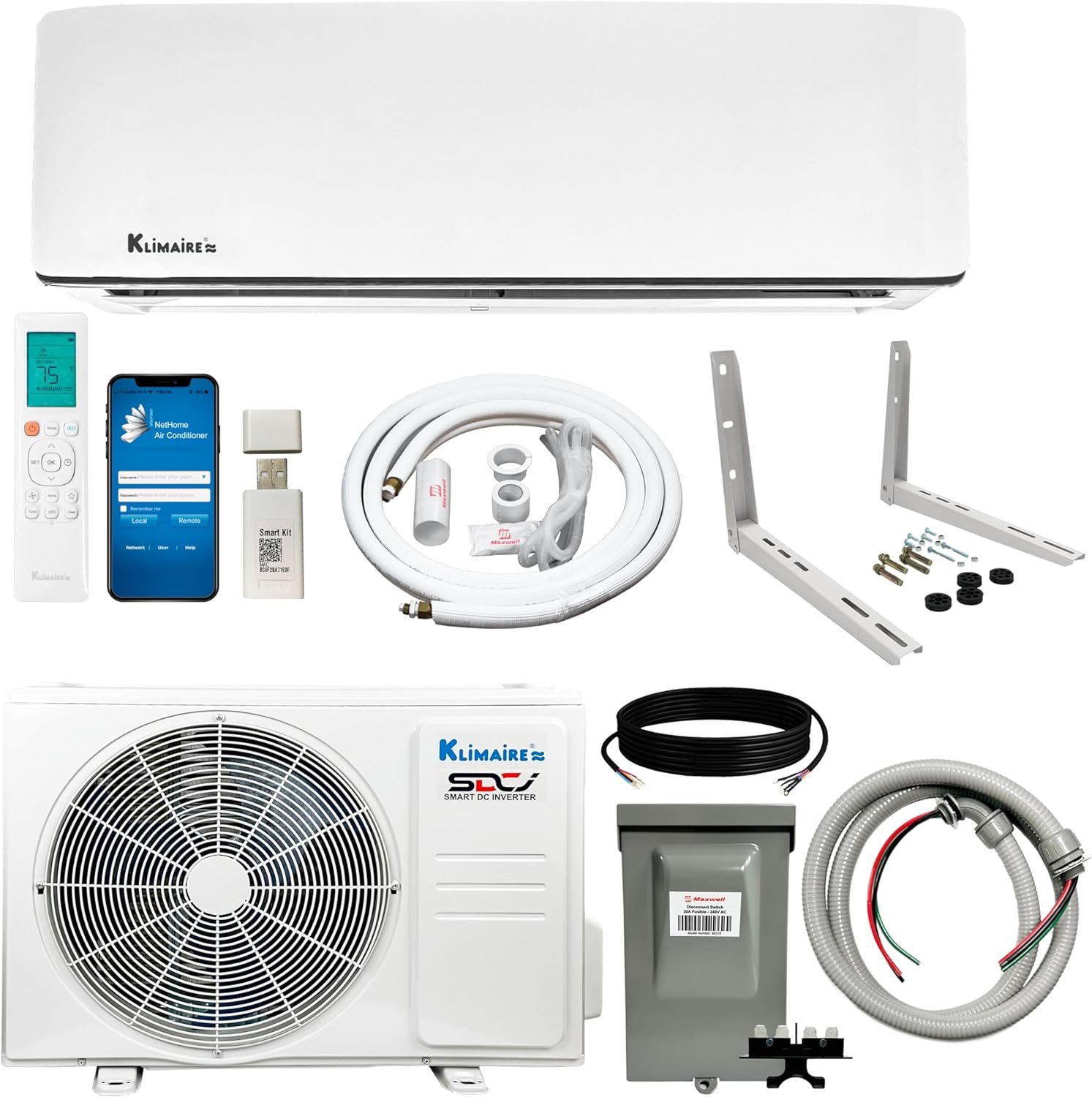 Klimaire Ductless Mini-Split Inverter Air Conditioner Heat Pump