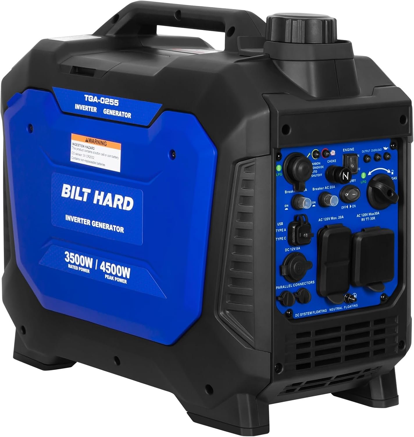 BILT HARD 4500W Dual Fuel Portable Quiet Inverter Generator