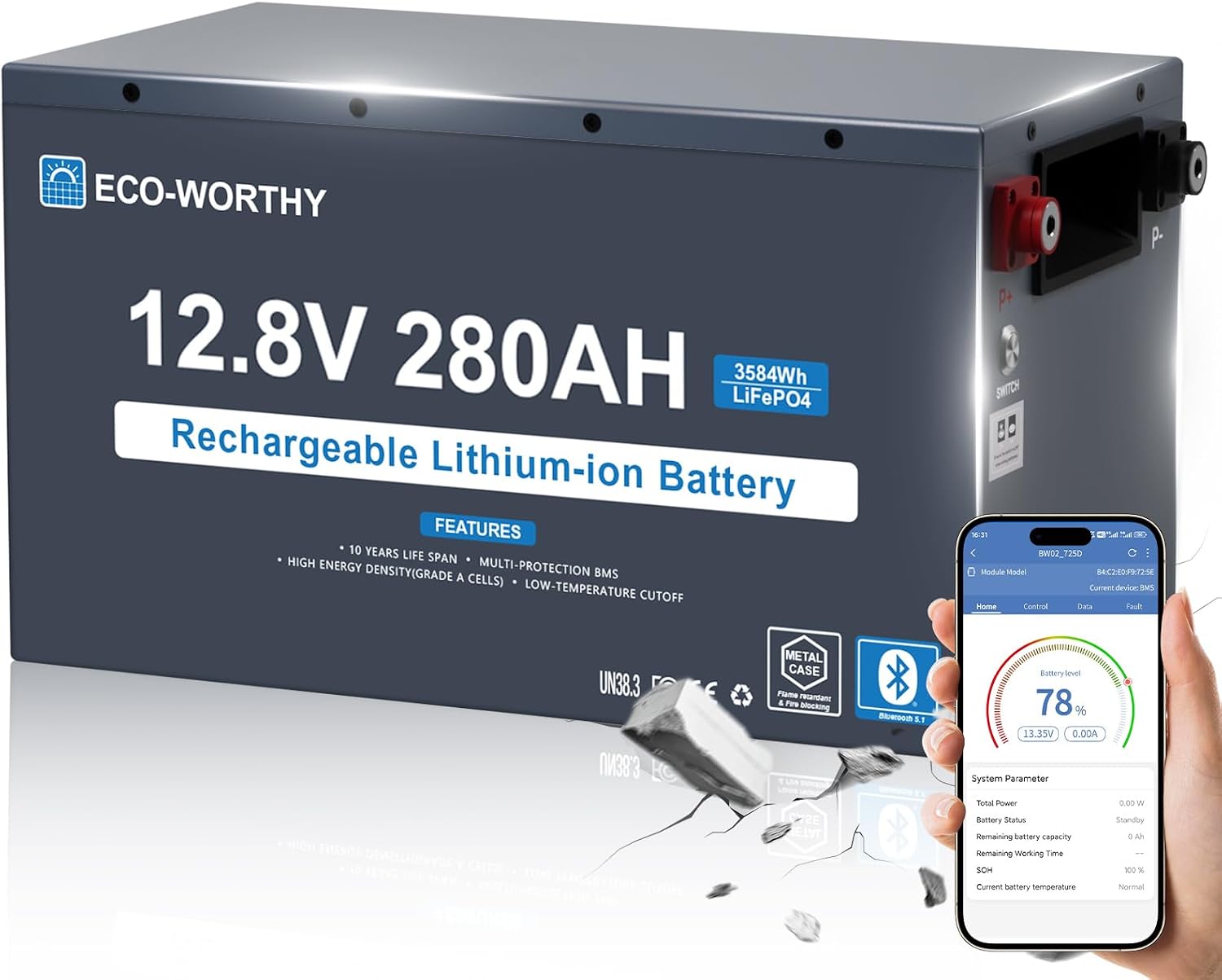 ECO-WORTHY 12V 280Ah Lithium Battery