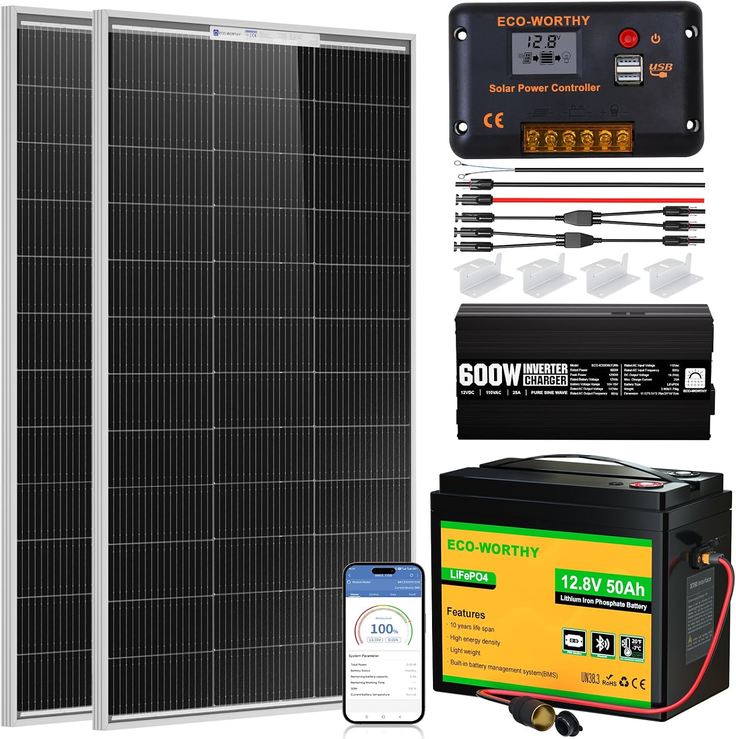 ECO-WORTHY Complete Solar Panel 200 Watt 12V Starter Kit