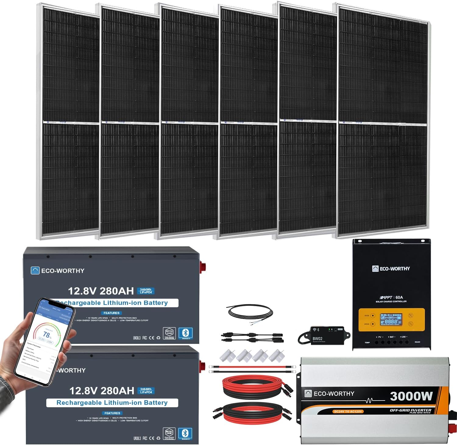 ECO-WORTHY 1200W 24V 5.52KWH Lithium Battery